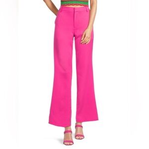 AREA STARS Claire Flare Leg Crepe Lightweight Comfy Hot Pink Pants Large NWT
